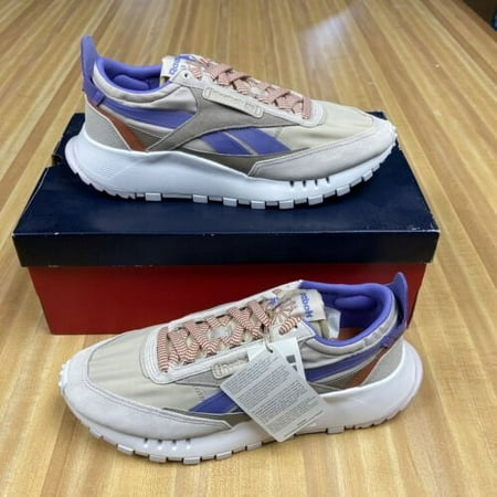 Womens Size 11 Reebok Classic Leather Legacy Sneakers Purple beige running shoes