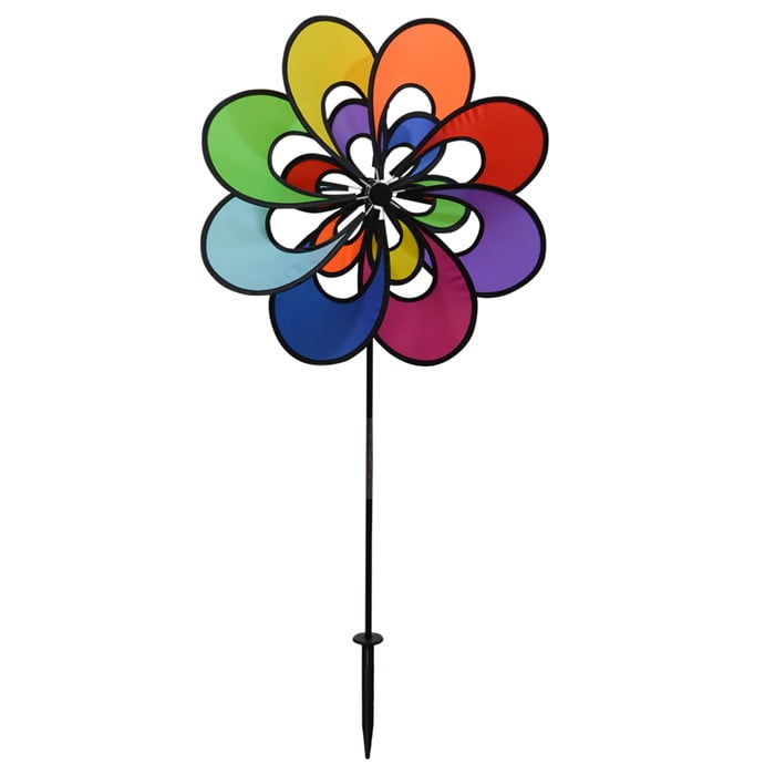 12 Rainbow Single Windee Wheelz In the Breeze 2684 12 Inch Wind Colorful Spinner for Your Yard and Garden 