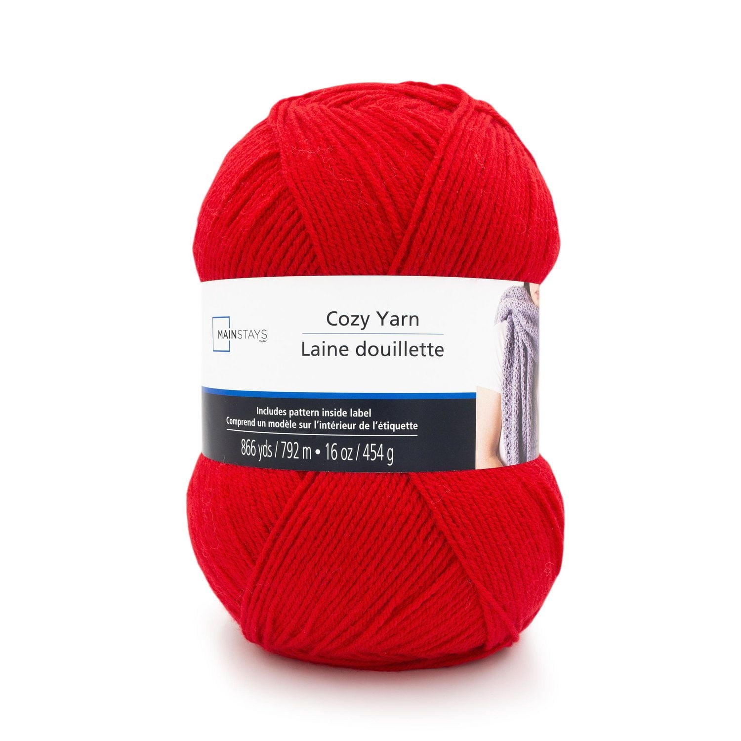 Mainstays Cozy Medium Acrylic Yarn 1 Ball, 454g / 792m, Acrylic Yarn 454g 792m