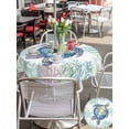 thumbnail image 5 of Outdoor Tablecloth with Umbrella Hole for Patio/Picnic/Party/Camping, Sea Turtle Coastal Waterproof Table Cloth Round Cover Washable, Blue Green Summer Beach Coral (Dia 54"), 5 of 8