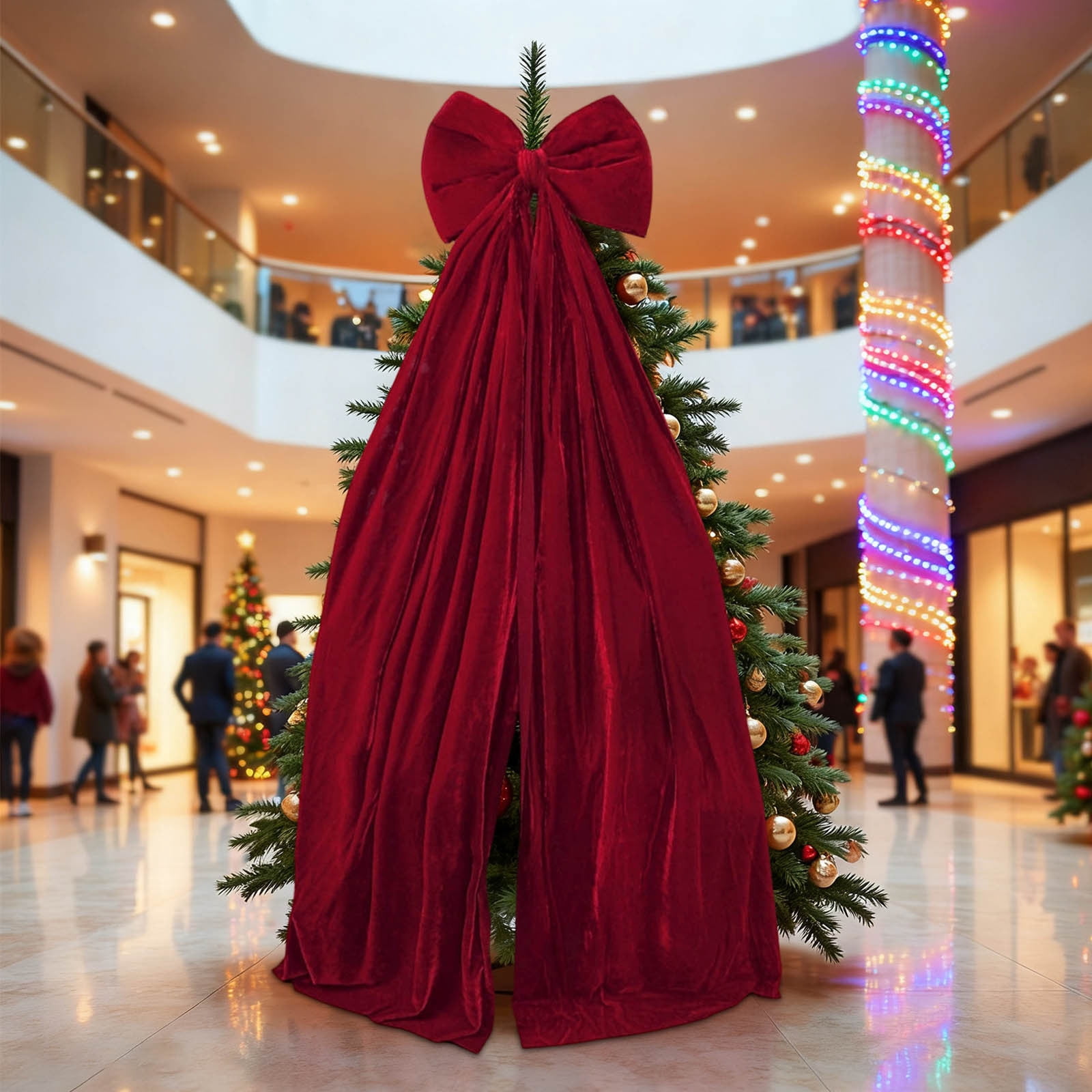 Deeceymbur Burgundy Velvet Christmas Bow Hanging Ornament for Tree Decoration Holiday Festive Decor