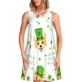 thumbnail image 1 of Disketp happy dog. St. Patricks Day para Vestido sin Mangas para Mujeres, Vestidos de Verano para Mujeres, Casual y Holgado para la Playa, 1 of 7