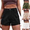 thumbnail image 2 of Gnshining Summer Cargo Shorts for Women Solid Color Athleisure Shorts Loose Workout Shorts Elastic High Waist Shorts with Pockets, 2 of 4