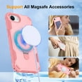thumbnail image 5 of for iPhone 16e Case Magnetic Finger Ring Holder Kickstand Compatible with Magsafe Military Grade Drop Protection Heavy Duty Shockproof Men Women Rugged Cover for iPhone 16e,Pink, 5 of 7