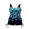 thumbnail image 4 of Women Plus Size Tankini Swimsuits Two Piece Swim Top Shorts Tummy Control Bathing Suits Swimwear, 4 of 7