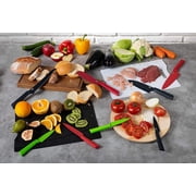 Kuhn Rikon COLORI+ Non-Stick Straight and Serrated Paring Knives with Safety Sheaths, Set of 2, Red and Green