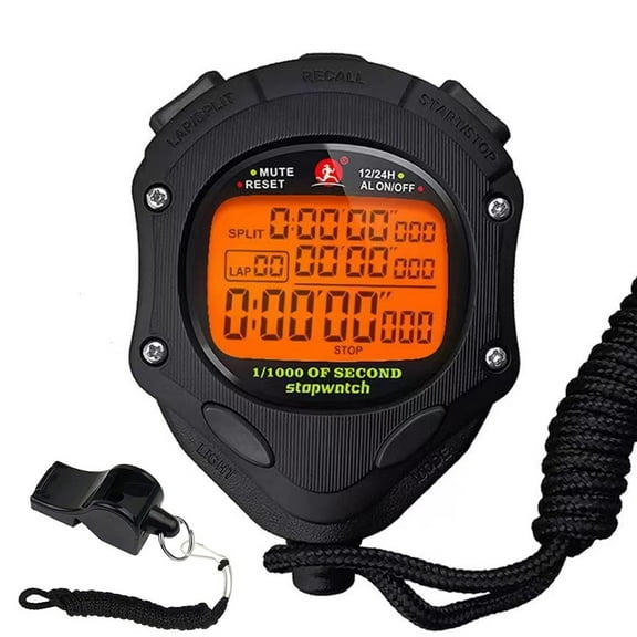 Rolilink Digital Stopwatch Timer with Back Light Stop Watch 0.001second Timing 100 Lap Memory,Large dispaly Alarm Clock for Coach Sports Swimming Running Marathon Competition (100LAP Back Light )