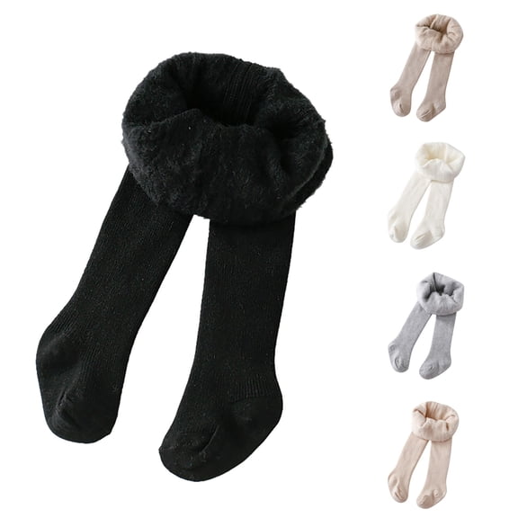 PMVFHDE Toddler Kids Baby Girls Lined Warm Full Leggings Pantihose Stretchy Basic Length Pants Winter Stocking Black,4-6 Years