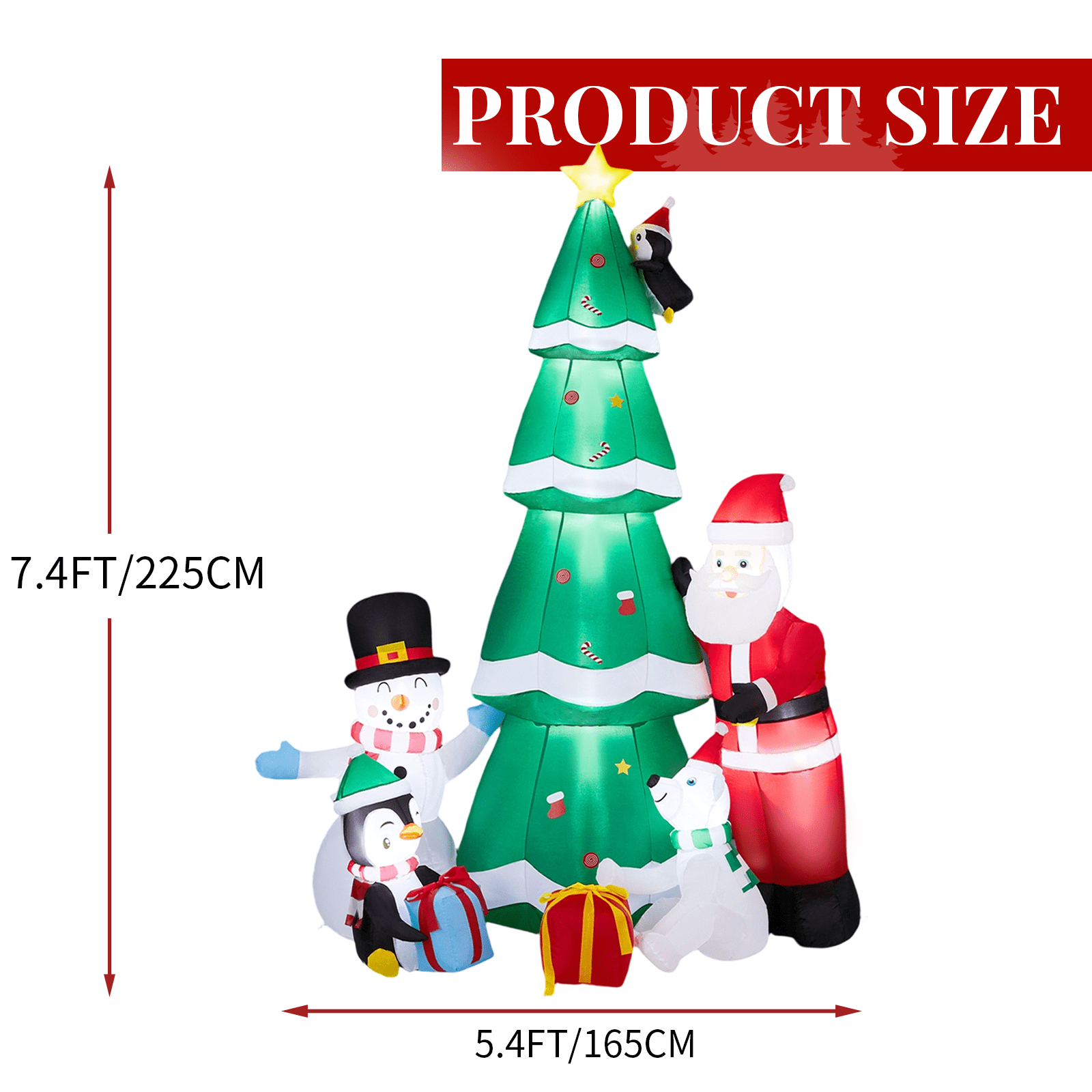 Astoutdoor 7.5 ft Lighted Christmas Inflatable Decoration, Inflatable Christmas Tree with Santa and Snowman, Blow Up Yard Decoration with Built-in LED Lights for Front Yard Lawn Garden Decor