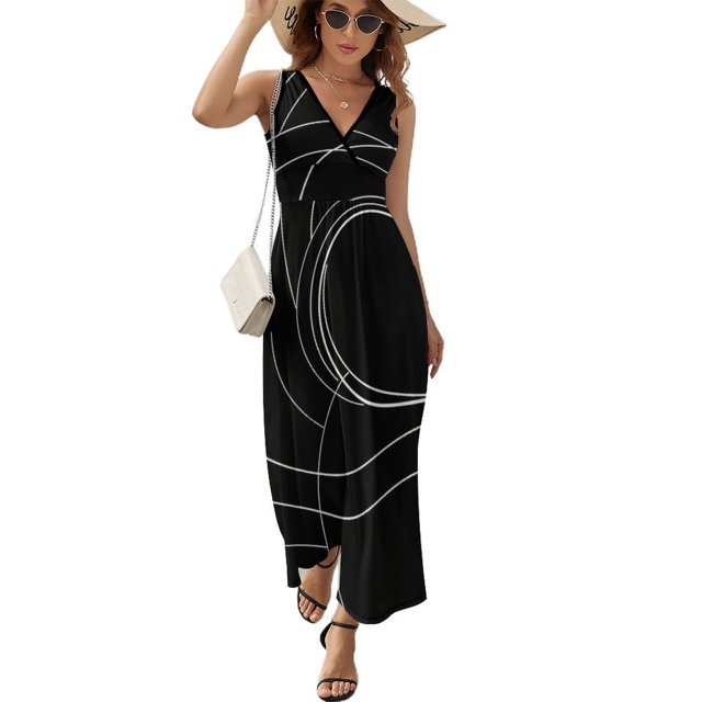 Vestido Largo Sin Mangas Para Mujer, Geometry Traje Informal Para Cumpleaños, Verano