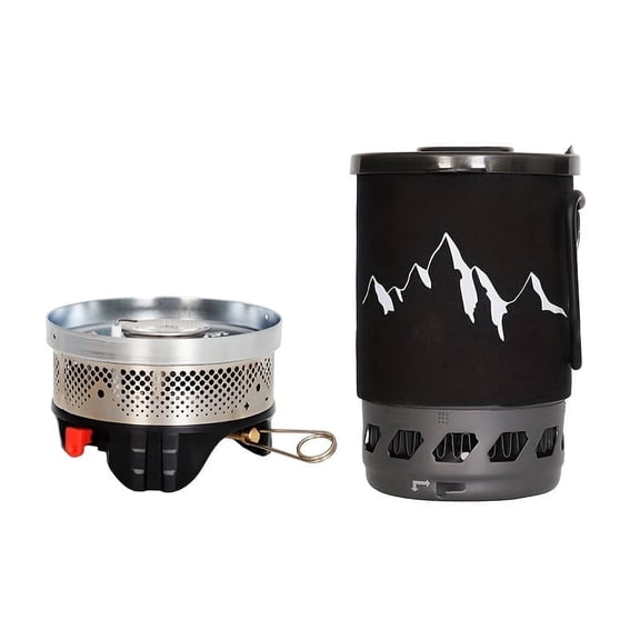 Camping Stove Portable 30.43oz Aluminum Alloy Windproof Stove Set, Jet Burner with Piezo Ignition, Outdoor Propane Cookware for Hiking Trekking Fishing Hunting Emergency