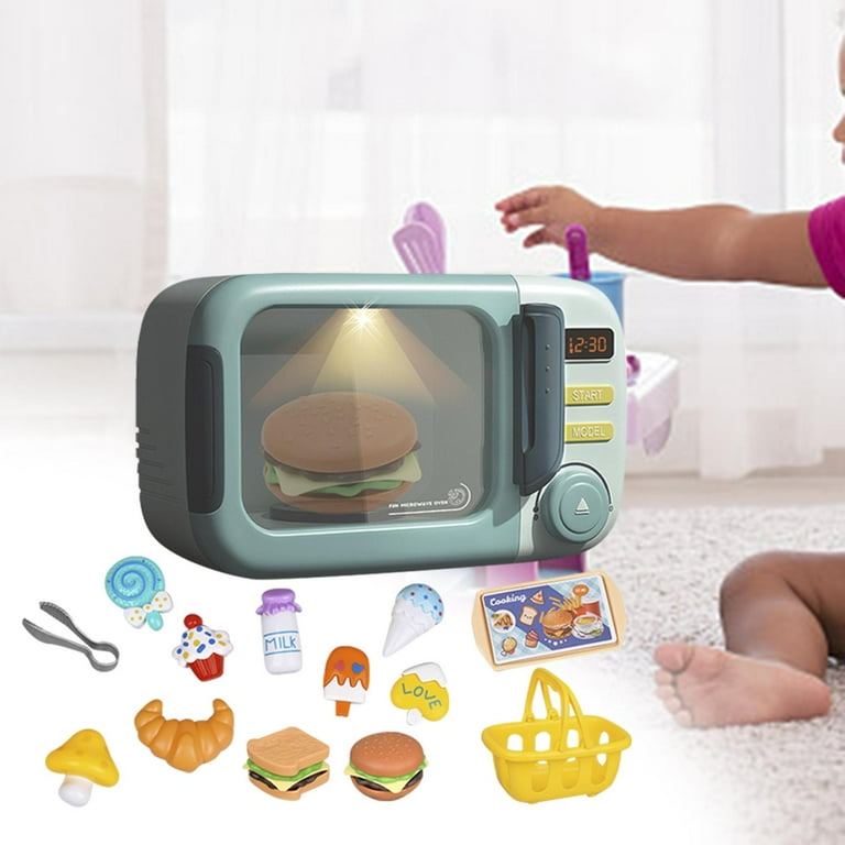 Cute Mini Microwave Oven Interactive 31pc Kitchen Children Toys