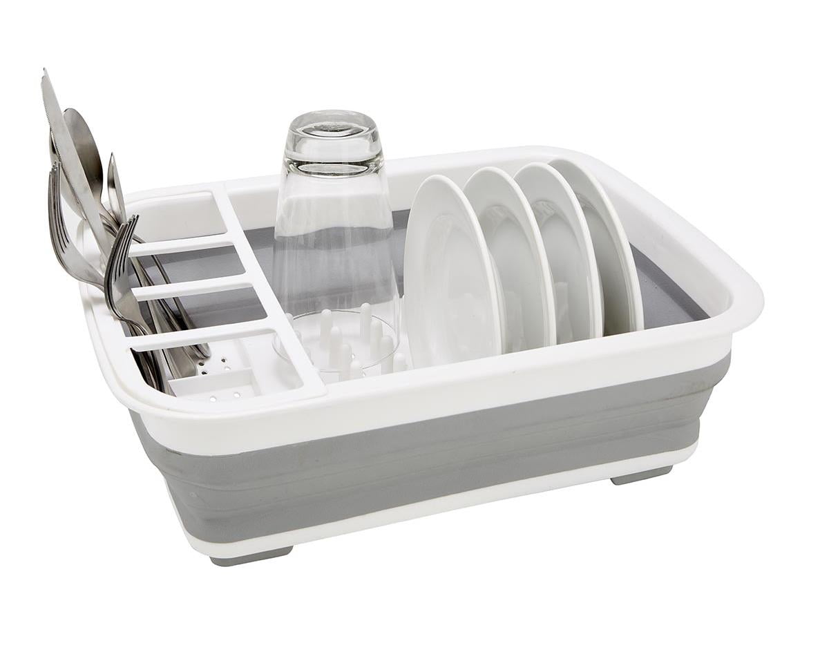 Easy Storage Collapsible Dish Rack and Drainer with Cutlery Holder ...