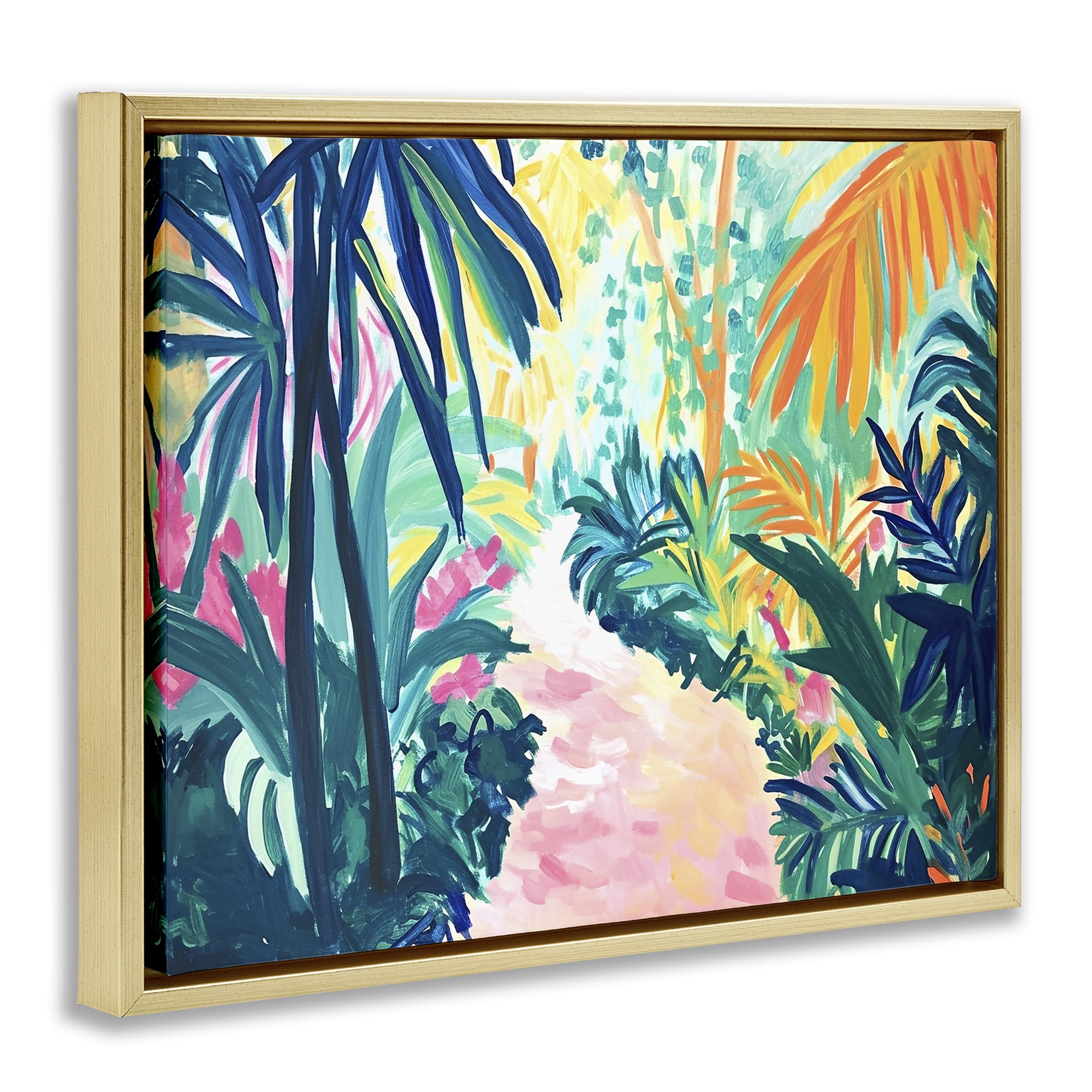 Stupell Industries Garden Of Bright Color Botanical & Floral Painting Gold Floater Framed Canvas Art Print Wall Art, 31 x 25