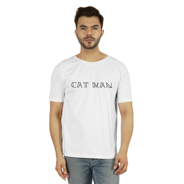 Inkmeso T-shirt Raglan à Manches Courtes pour Homme avec Citation Graphique « Cat Man » T-Shirt pour Amateur de Chats