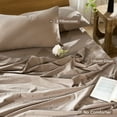 thumbnail image 2 of MooMee Duvet Cover Set Cal-King 100% Washed Cotton Linen Like Textured Breathable Lightweight 3-Piece (Brown, 104"x98"), 2 of 7