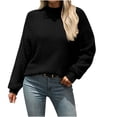 thumbnail image 1 of Timegard Womens Tops Turlteneck Long Sleeve Pullover Fall Winter Casual Solid Color Loose Blouse Tops, 1 of 2