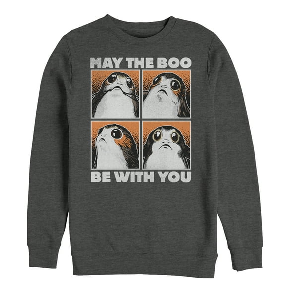 Men's Star Wars The Last Jedi Halloween Porg Boo With You  Sweatshirt Charcoal Heather Small