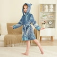 thumbnail image 4 of FORMRS Niños Bathrobe Unisex Hooded Robe Soft Plush Pajamas Sleepwear, Size 2-3T, Night Floating Whale, 4 of 7