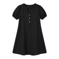 thumbnail image 5 of Plus Size Summer Dresses for Women Women Fashion Casual V-Neck Linen Pockets Dress Solid Short Sleeve Dress Black L, 5 of 5