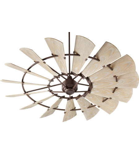 Quorum Windmill 72" Ceiling Fan In Oiled Bronze | Farmhouse Ceiling Fan With Weathered Oak Blades & Remote 2 thumbnail image