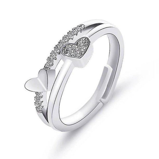 Anillo abierto de amor y corazón de diseño único, anillos de boda para mujer y niña, fiesta femenina de moda Simple