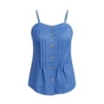 thumbnail image 6 of lcziwo Womens Solid Color Tank Top Denim Casual Spaghetti Strap Sleeveless Top Shirt Summer Holiday Vacation Camisole Blue M, 6 of 7