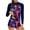 Blue, variant on 8-15 Years Kids Teen Girls Summer 2-Piece UPF 50+ Long Sleeve Rash Guard Set Cute Print Quick Dry Surfing Swimsuit with Boyshorts