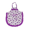 thumbnail image 2 of opvise Women Bib Floral Print Bowknot Kitchen Restaurant Cooking Pocket Dress Apron Purple, 2 of 8