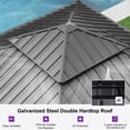 thumbnail image 6 of PURPLE LEAF 13' X 13' Permanent Hardtop Aluminum Frame Gazebo with Galvanized Steel Double Roof for Patio Lawn and Garden, Curtains and Netting Included, Grey, 6 of 17