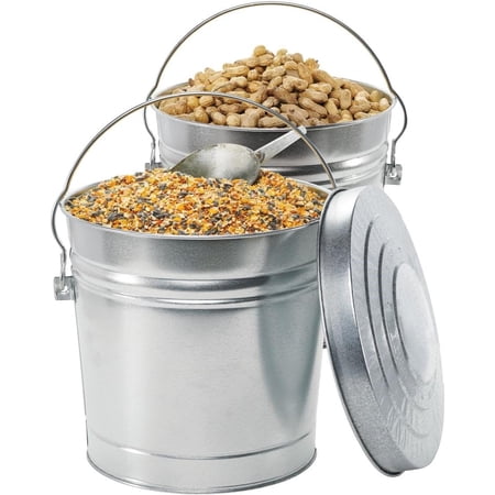 Behrens 6 Gallon Galvanized Steel Storage Can or Waste Bin w/Locking Lid & Handle (3 Cans, No Grip)