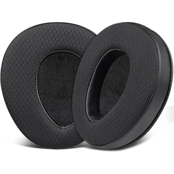 SOULWIT Mesh Fabric Earpads Replacement for Sony MDR-CD350/CD450/CD550/V600/V900/V900HD/Z600/Z900/7509/7509HD Headphones, Ear Pads Cushions with High-Density Memory Foam - Black