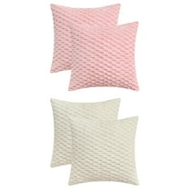 Unique Bargains 4 Pcs Pack of 4 Soft Fuzzy Plush Cushion Cover Pink/White 16" x 16"