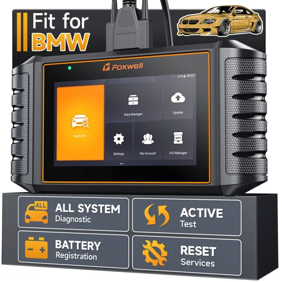 Foxwell Professional BMW Automotive Diagnostic Tool All System Bidirectional Scan Tool 31  Hot Reset Service for BMW MINI Rolls-Royce Vehicle Car Code Reader OBD2 Scanner Android 9 Touchscreen