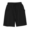 thumbnail image 6 of Bloomae Linen Shorts for Women Trendy Lightweight Smoked High Waisted Casual Summer Pull On Drawstring Beach Loost Fit Shorts with Pockets Black M, 6 of 8