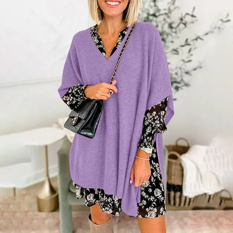 Purple poncho sweater hot sale