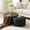 Black, variant on QuzyAor 32"+24" Nesting Coffee Table Set of 2, Corduroy Upholstered Round Ottoman, Modern Side End Table, No Assembly Required for Living Room Apartment, Gray