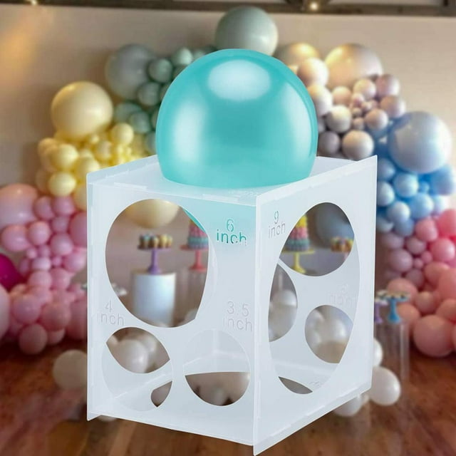 Caja calibradora de de plástico plegable de 11 agujeros el tamaño del globo, crear arcos de globo, de globo Macarena Cubo medidor de globos