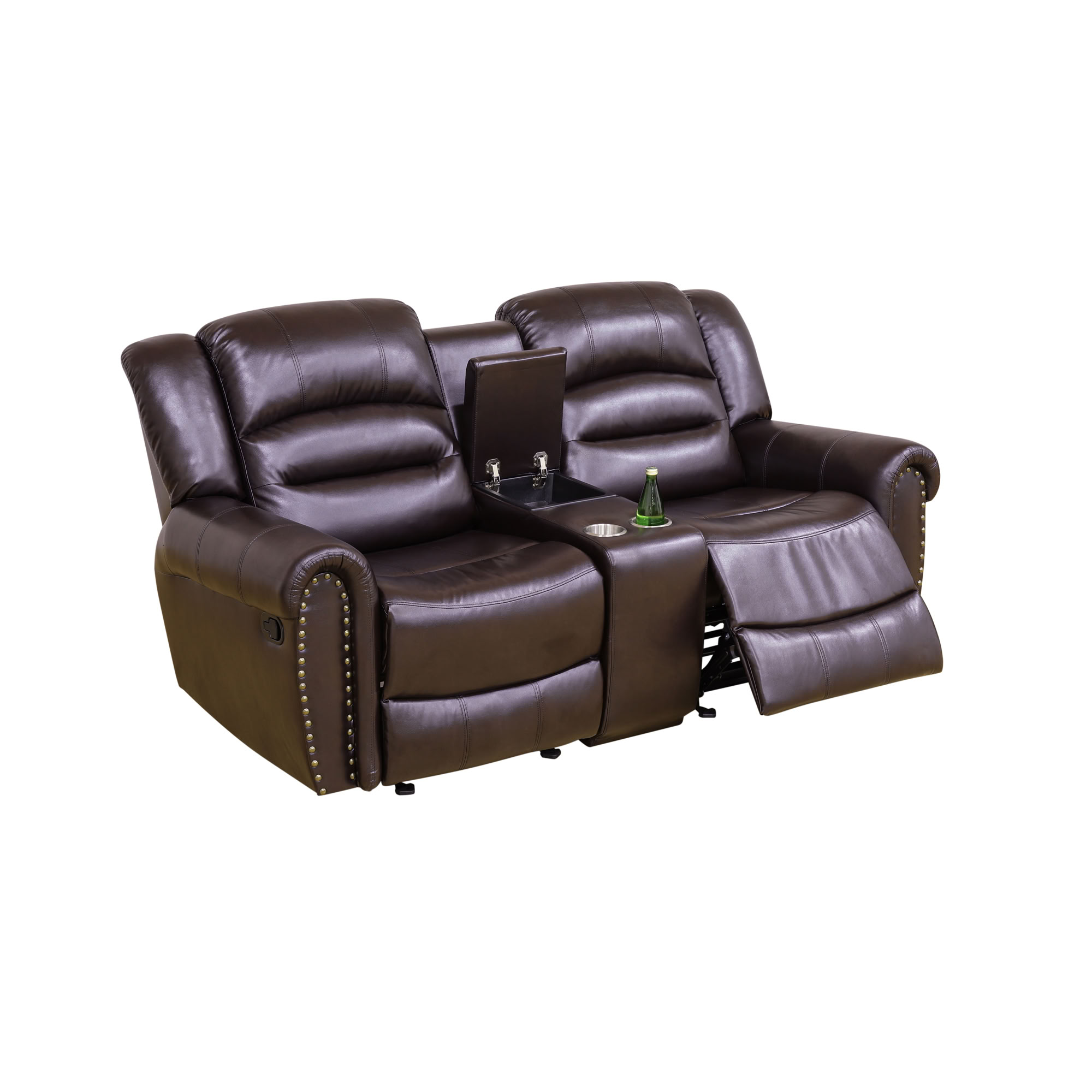 MAYEERTY 2-Seater Recliner Loveseat, Breathable Leather Sofa with Storage for Apartment Living