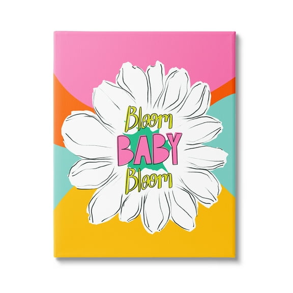 Stupell Industries Bloom Bright Flower Phrase Inspirational Painting Gallery Wrapped Canvas Print Wall Art, 16 x 20