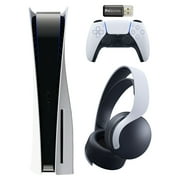 Sony Playstation 5 Disc Version (Sony PS5 Disc) with PULSE 3D Wireless Gaming Headset and Micro SD Card USB Adapter Bundle