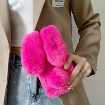 Allytech Furry Bunny Case Cover for Samsung Galaxy A14 5G, Chic Luxury Faux Fur Rabbit Design Girly Back Case for Girls Women Shockproof Bumper Soft Fluffy Cover - Rose