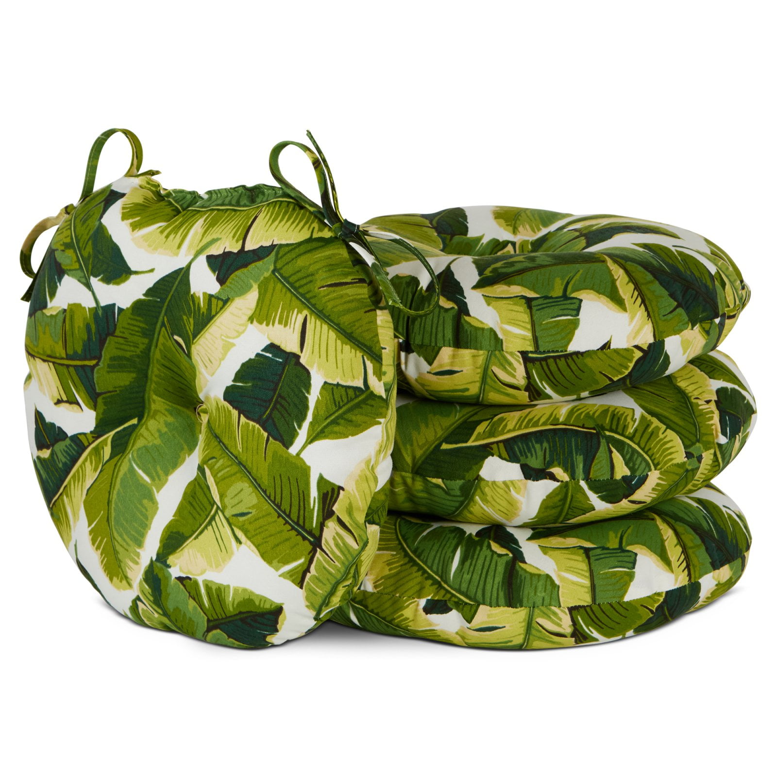 Greendale Home Fashions 15" x 15" Green and White Tropical Round Bistro