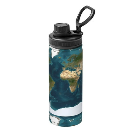 

Fuzoiu World Map Print 18oz Sports Insulated Kettle Stainless Steel Vacuum Water Bottle Leakproof Sport Flask