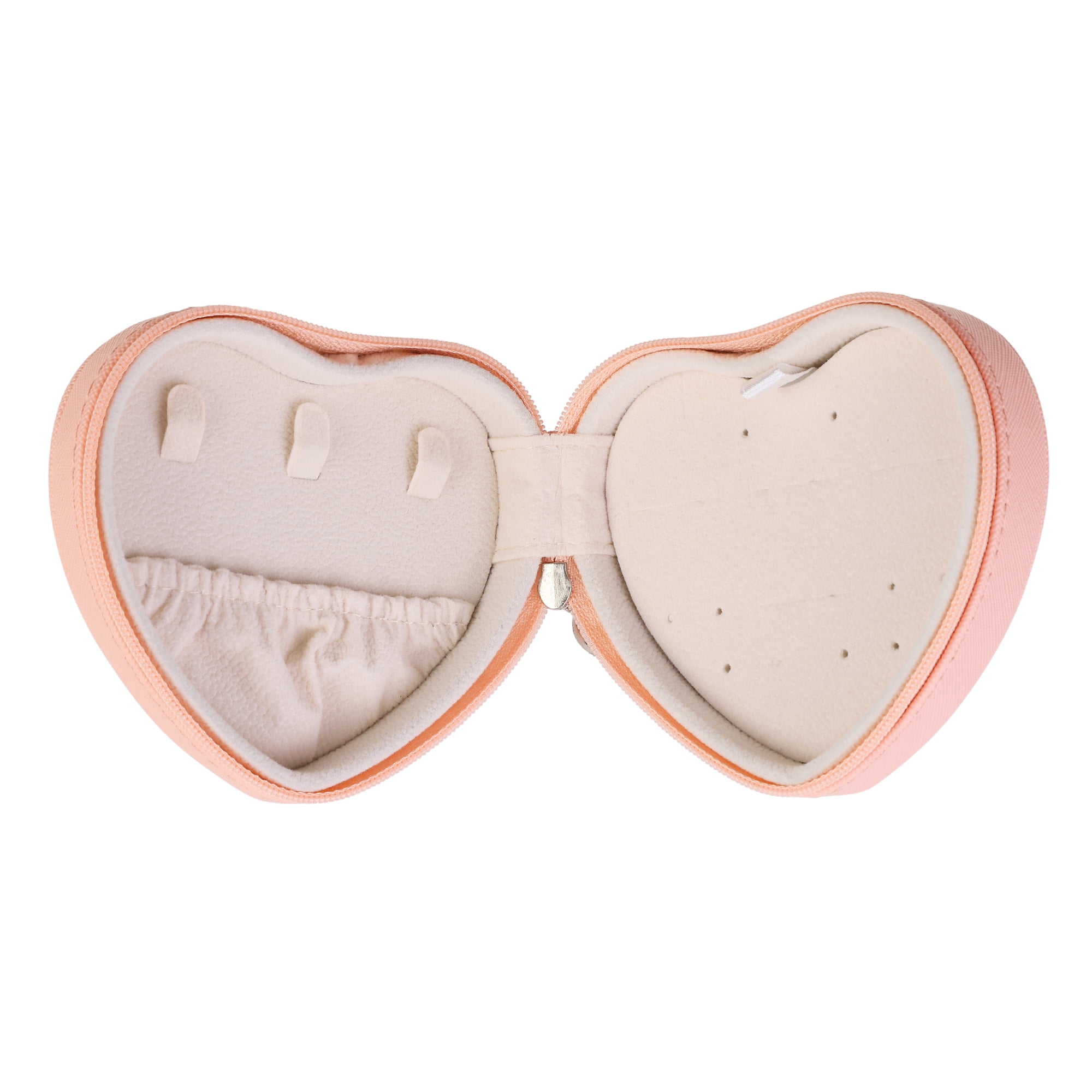 Unique Bargains Jewelry Box Mini Heart-shaped Portable PU Leather Jewelry Organizer Pink