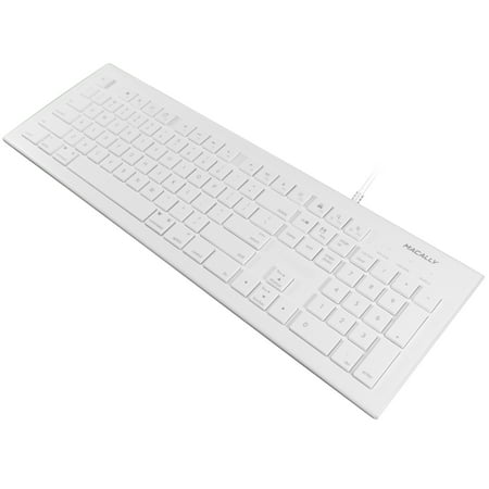 Macally Full Size USB Wired Keyboard (MKEYE) for Mac and PC (White) w/ Shortcut Hot (Best Way To Clean Mac Keyboard)