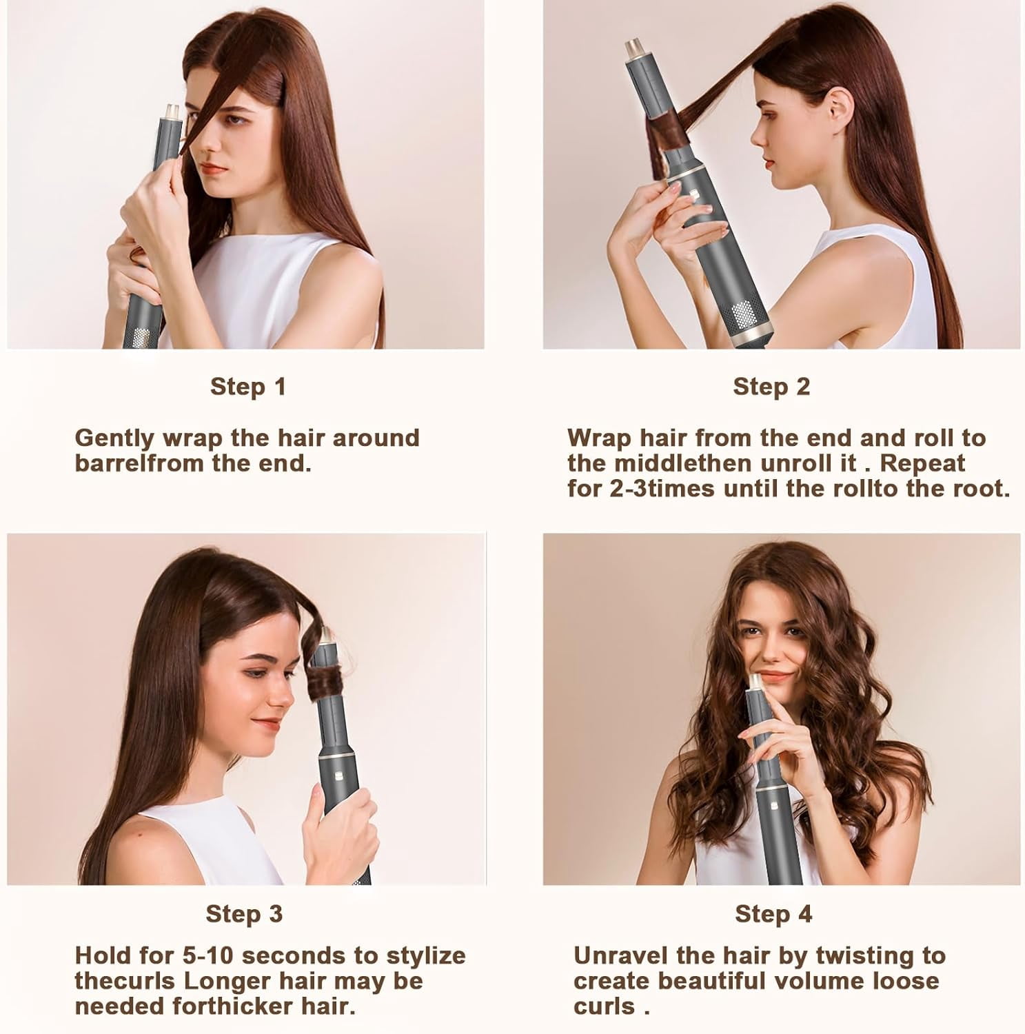 5 in 1 Hair Dryer Brush Hot Air Curling Brush Negative Ion Air Styler for Home & Travel