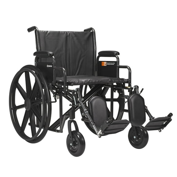 Dynarex Bariatric Wheelchair, 500 lb Capacity, Elevating Leg Rests, Detachable Desk Arms, 24” x 18”
