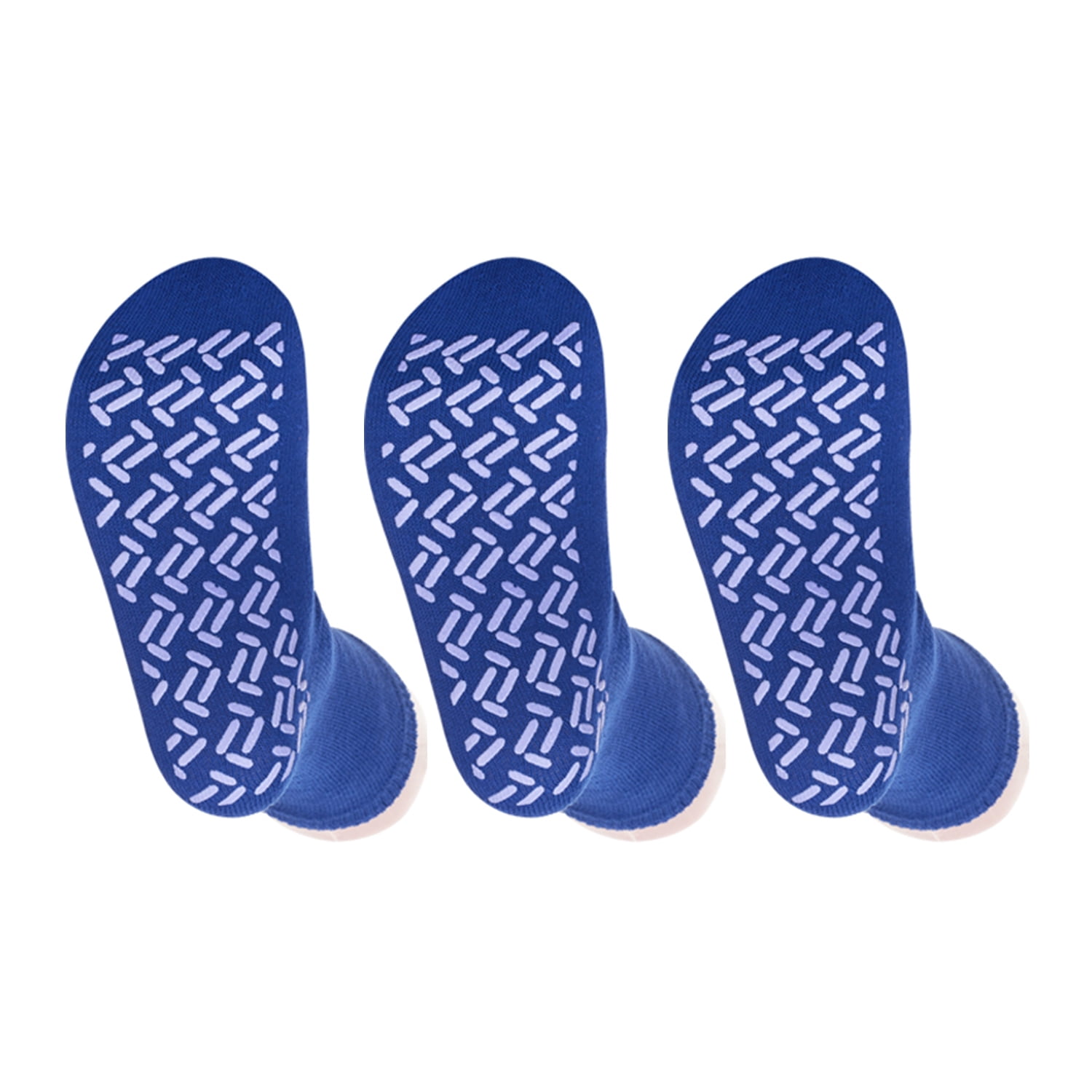 Personal Touch Top of the Line Mid-Calf Hospital Slipper Socks, for Adults  and Designed for medical hospital patients,(Pack of 3 Royal) 