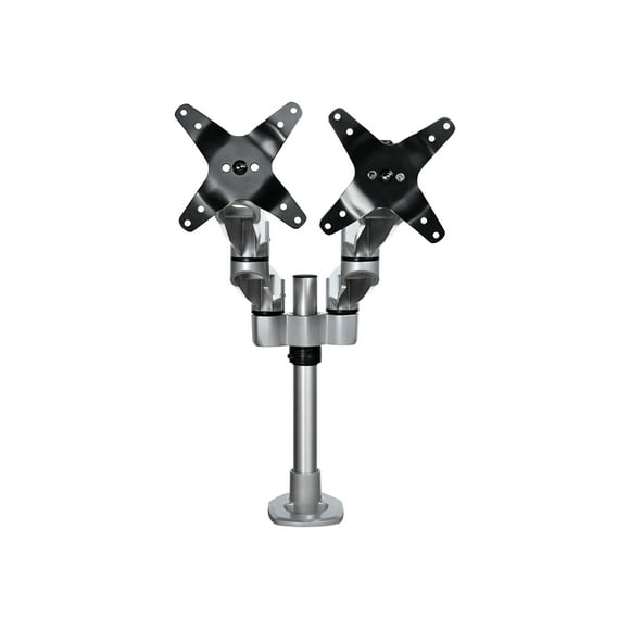 StarTech.com Desk Mount Dual Monitor Arm, Premium Articulating Monitor Arm, up to 27" VESA Mount Displays, Height Adjustable Monitor Mount, Rotating/Swivel/Tilt, Desk Clamp/Grommet, Silver - Easy & Quick Assembly (ARMDUALPS) - Mounting kit - adjustable arm - for 2 LCD displays - aluminum - silver - screen size: 13"-27" - desk-mountable - TAA Compliant